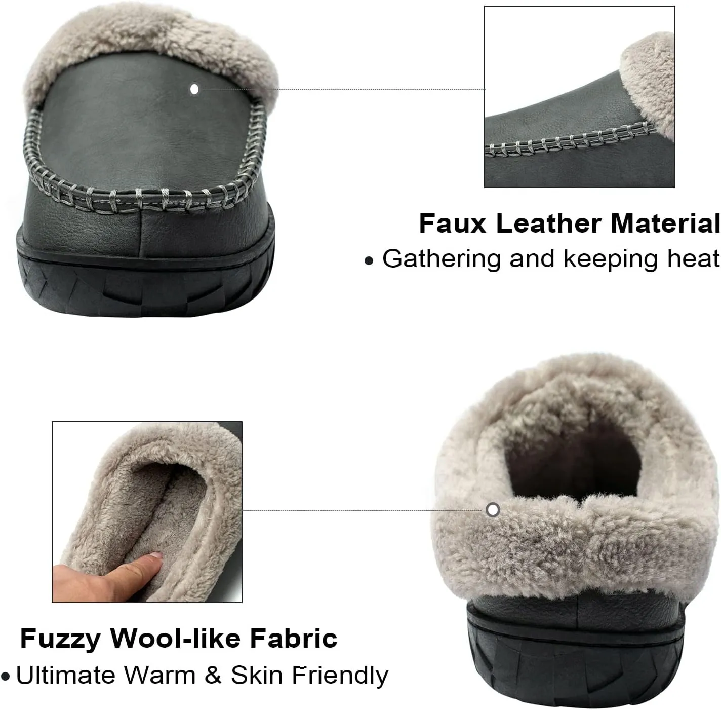 Ranberone Men's Slippers Microsuede Upper Moccasin House Shoes with Fuzzy Plush Lining Indoor and Outdoor