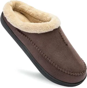 Ranberone Men's Slippers Microsuede Upper Moccasin House Shoes with Fuzzy Plush Lining Indoor and Outdoor