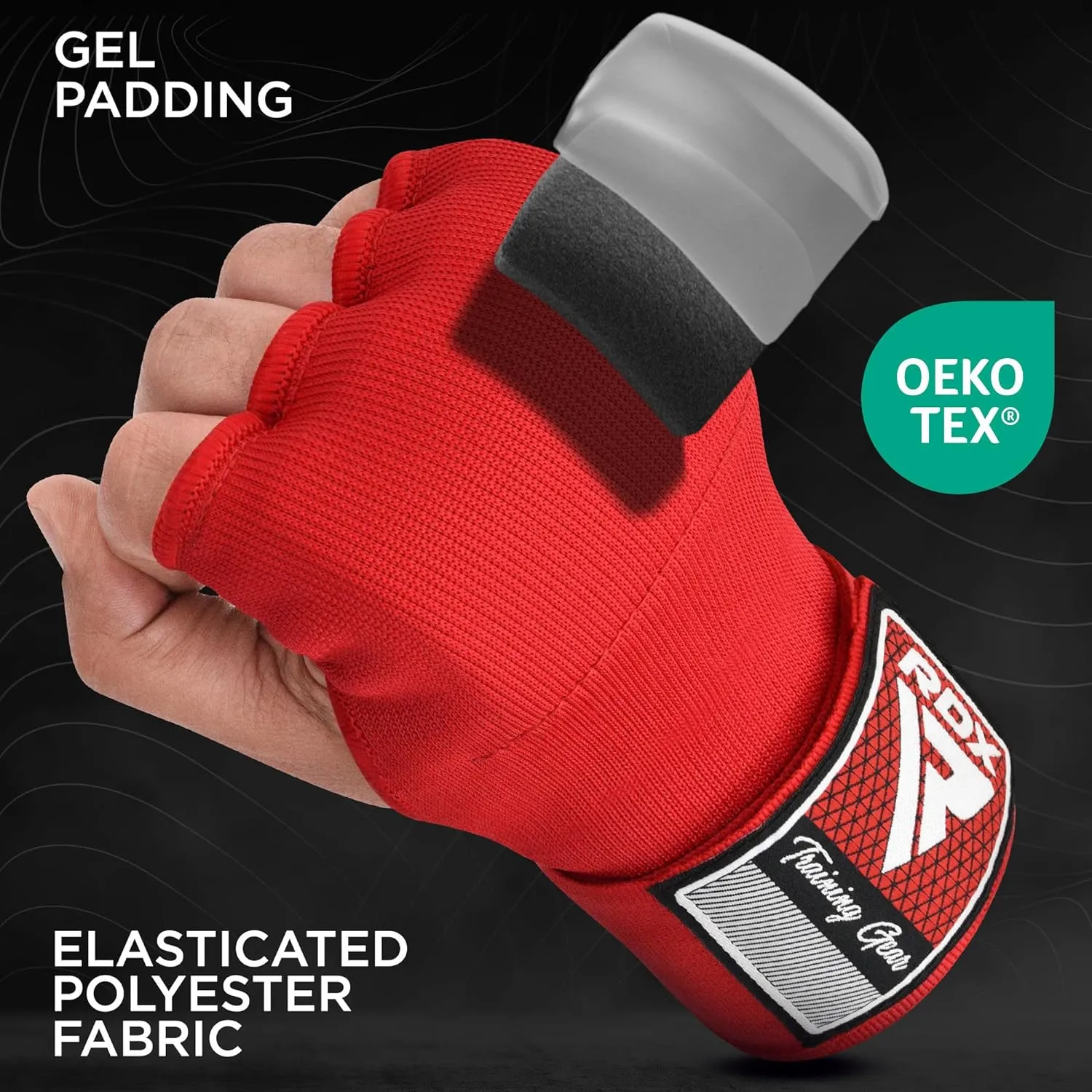 RDX Gel Boxing Hand Wraps Inner Gloves Men Women, Quick 100cm Long Wrist Straps, Elasticated Padded Fist Under Mitts Protection, Muay Thai MMA Kickboxing Martial Arts Punching Training Bandages