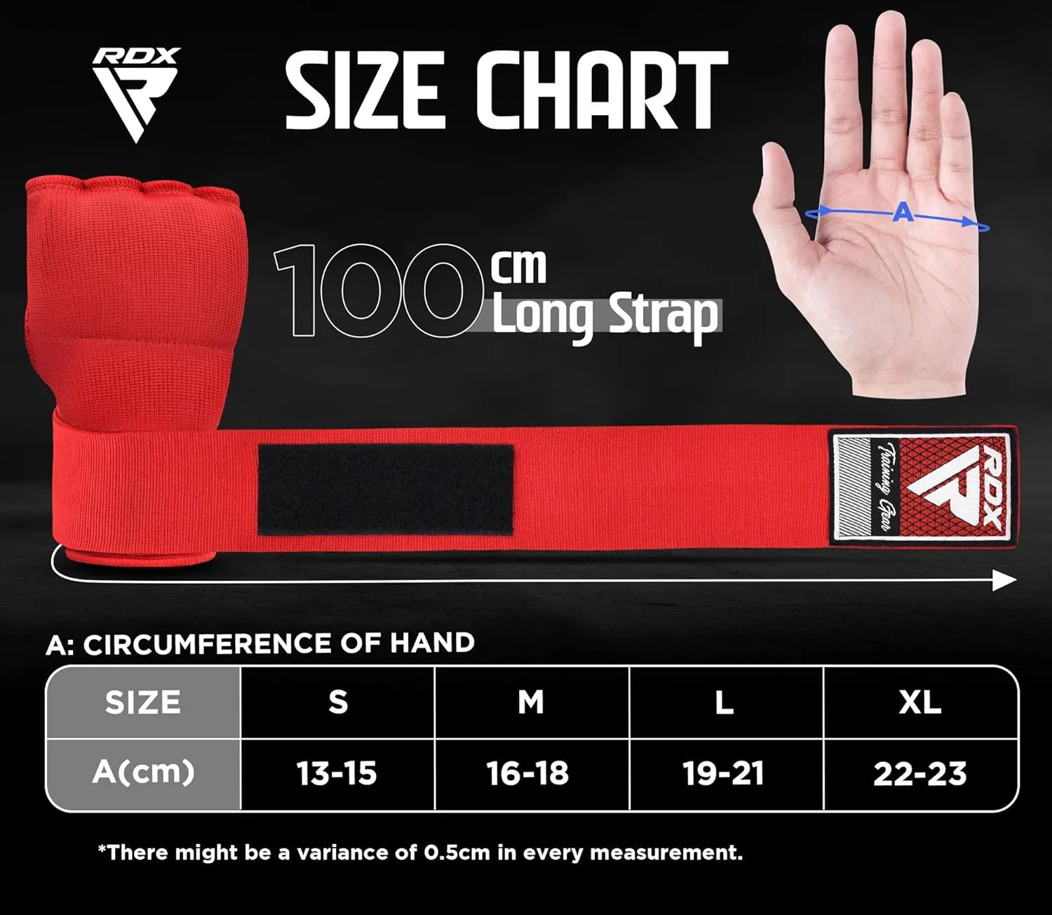 RDX Gel Boxing Hand Wraps Inner Gloves Men Women, Quick 100cm Long Wrist Straps, Elasticated Padded Fist Under Mitts Protection, Muay Thai MMA Kickboxing Martial Arts Punching Training Bandages