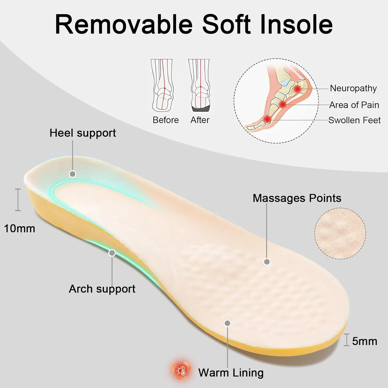 relxfeet Mens Slippers Adjustable Diabetic Shoes Wide Toe Box House Slippers Indoor Outdoor Slip On Warm Clogs for Swollen Feet