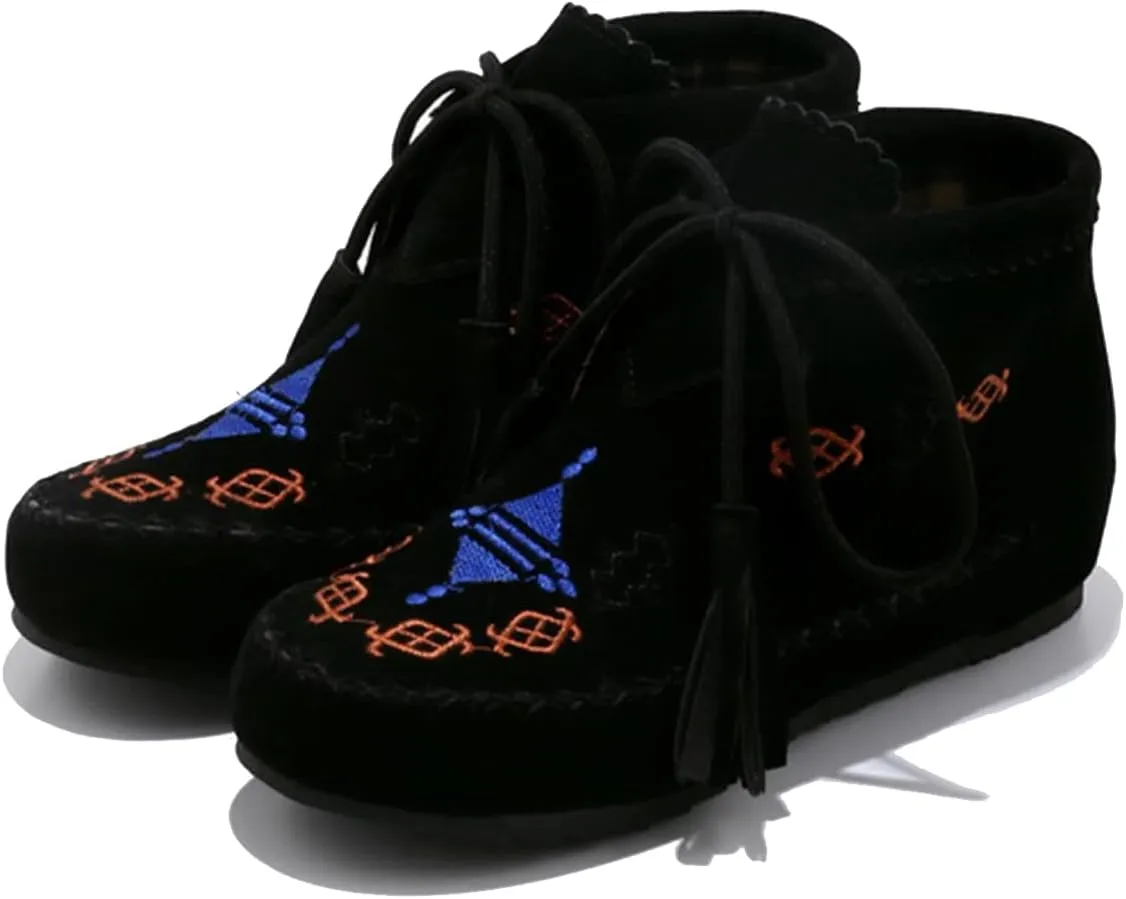Roimaash Classic Moccasin Slipper Bootie Flats Embroidery Fringe Boots