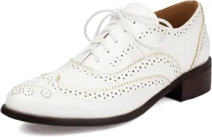 Roimaash Leisure Oxford Shoes Women Two Tone Wingtip Brogue Shoes