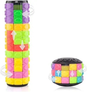 R.Y.TOYS Fidget Toy,Magic Cube Puzzle,Brain Teasers for Adults,Cylinder Rotate&Slide Logic Restless Hand Game,Trick Puzzle,Gift for Kid Child(8 Colors x 12 Layers 12 Colors x 3 Layers)
