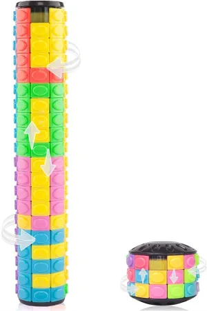 R.Y.TOYS Fidget Toy,Magic Cube Puzzle,Brain Teasers for Adults,Cylinder Rotate&Slide Logic Restless Hand Game,Trick Puzzle,Gift for Kid Child(8 Colors x 20 Layers 12 Colors x 3 Layers)