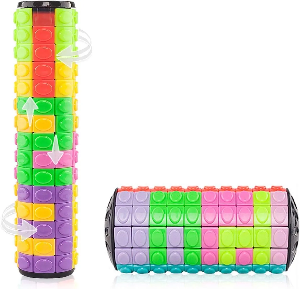 R.Y.TOYS Fidget Toy,Magic Cube Puzzle,Brain Teasers for Adults,Cylinder Rotate&Slide Logic Restless Hand Game,Trick Puzzle,Gift for Kids Child(12Colors x 10Layers   8Colors x 15Layers)