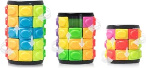R.Y.TOYS Fidget Toy,Magic Cube Puzzle,Brain Teasers for Adults,Cylinder Rotate&Slide Logic Restless Hand Game,Trick Puzzle,Gift for Kids Child(8 Colors x 3/4/5 Layers)