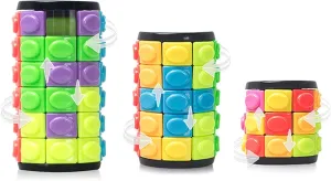 R.Y.TOYS Fidget Toy,Magic Cube Puzzle,Brain Teasers for Adults,Cylinder Rotate&Slide Logic Restless Hand Game,Trick Puzzle,Gift for Kids Child(8 Colors x 3/5/6 Layers)