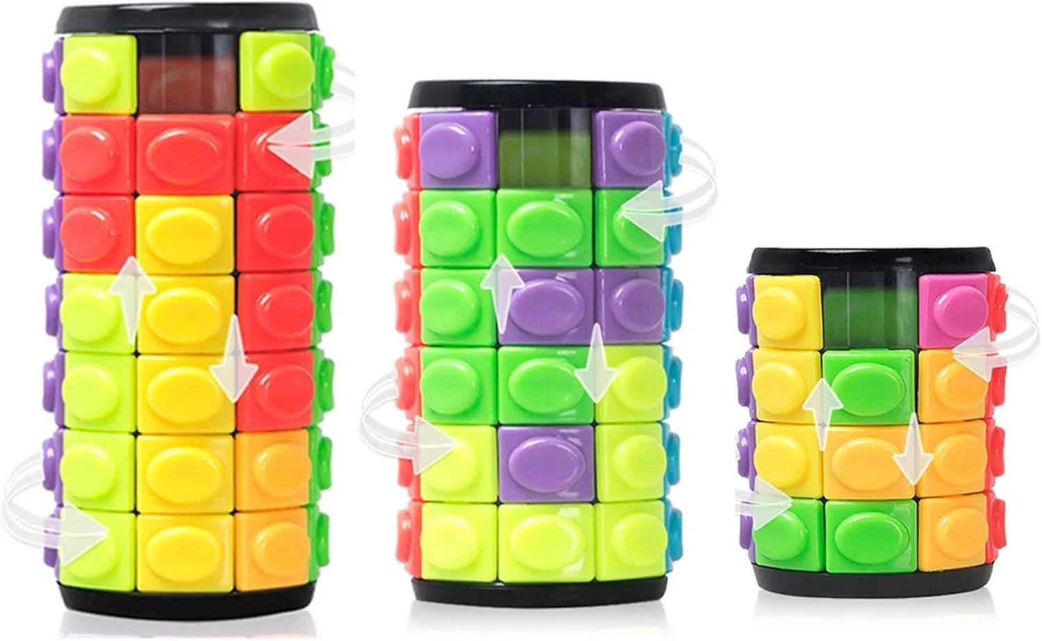 R.Y.TOYS Fidget Toy,Magic Cube Puzzle,Brain Teasers for Adults,Cylinder Rotate&Slide Logic Restless Hand Game,Trick Puzzle,Gift for Kids Child(8 Colors x 4/6/7 Layers)