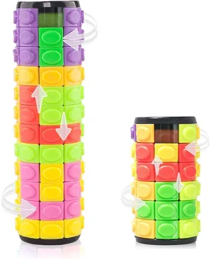 R.Y.TOYS Fidget Toy,Magic Cube Puzzle,Brain Teasers for Adults,Cylinder Rotate&Slide Logic Restless Hand Game,Trick Puzzle,Gift for Kids Child(8 Colors x 6/12 Layers)