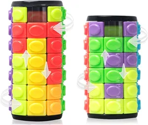 R.Y.TOYS Fidget Toy,Magic Cube Puzzle,Brain Teasers for Adults,Cylinder Rotate&Slide Logic Restless Hand Game,Trick Puzzle,Gift for Kids Child(8 Colors x 6/7 Layers)