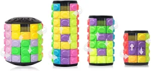 R.Y.TOYS Fidget Toy,Magic Cube Puzzle,Brain Teasers for Adults,Cylinder Rotate&Slide Logic Restless Hand Game,Trick Puzzle,Gift for Kids Child(8Colors x 4/6/8Layers 12Colors x 5Layers)