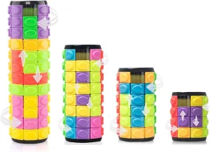 R.Y.TOYS Fidget Toy,Magic Cube Puzzle,Brain Teasers for Adults,Cylinder Rotate&Slide Logic Restless Hand Game,Trick Puzzle,Gift for Kids Child(8Colors:4Layers 6Layers 8Layers 12Layers)