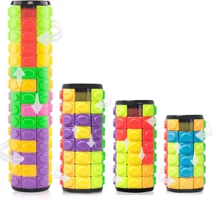 R.Y.TOYS Fidget Toy,Magic Cube Puzzle,Brain Teasers for Adults,Cylinder Rotate&Slide Logic Restless Hand Game,Trick Puzzle,Gift for Kids Child(8Colors:6Layers 7Layers 8Layers 15Layers)