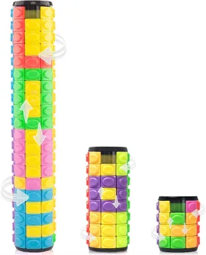 R.Y.TOYS Fidget Toy,Magic Cube Puzzle,Brain Teasers for Adults,Cylinder Rotate&Slide Logic Restless Hand Game,Trick Puzzle,Gift for Kids Child(8Colorsx4/8/20Layers)