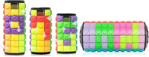 R.Y.TOYS Fidget Toy,Magic Cube Puzzle,Brain Teasers for Adults,Cylinder Rotate&Slide Logic Restless Hand Game,Trick Puzzle,Gift for Kids Child(8Colorsx6/7/8Layers 12Colorsx10Layers)