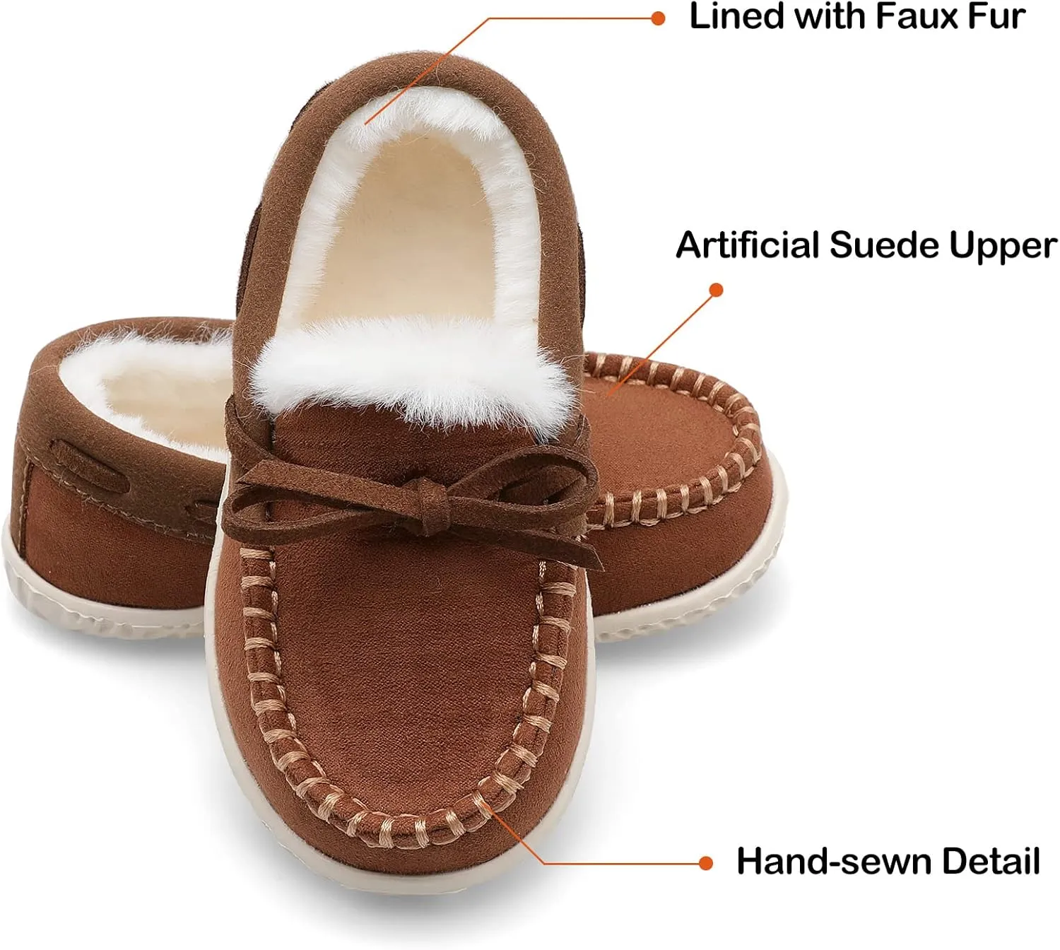Scurtain Unisex Kids Toddler Slippers Suede Moccasin Slippers for Boys Girls Baby Lined with Warm Fur