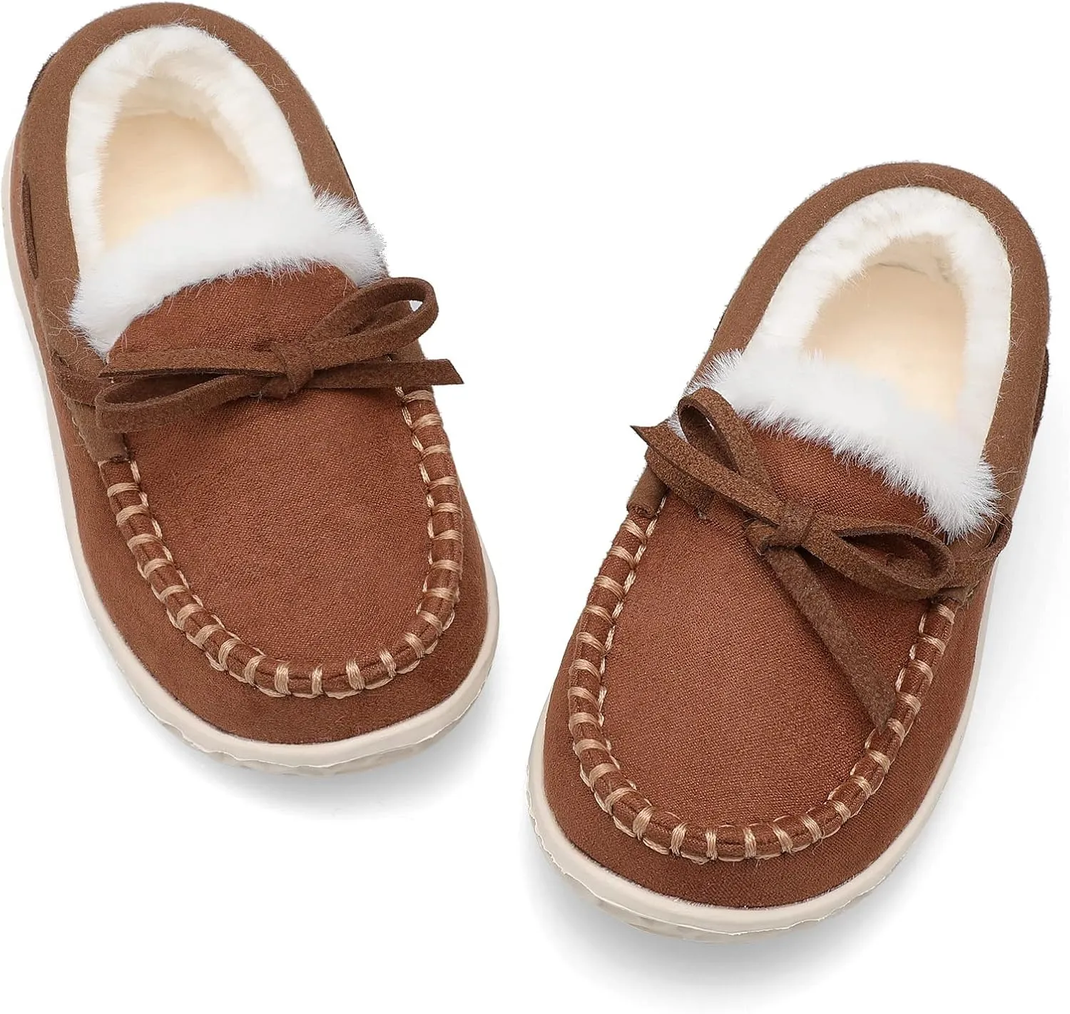 Scurtain Unisex Kids Toddler Slippers Suede Moccasin Slippers for Boys Girls Baby Lined with Warm Fur