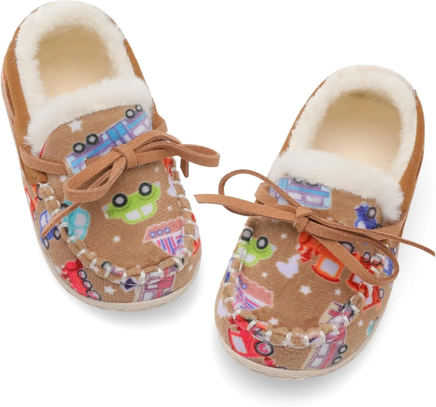 Scurtain Unisex Kids Toddler Slippers Suede Moccasin Slippers for Boys Girls Baby Lined with Warm Fur