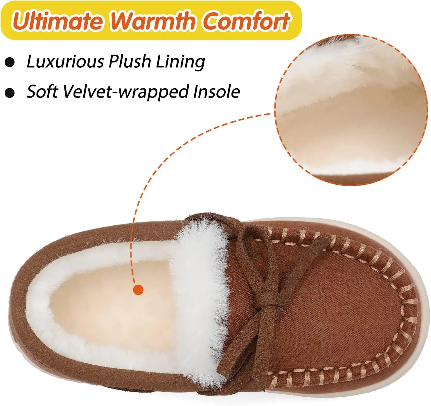 Scurtain Unisex Kids Toddler Slippers Suede Moccasin Slippers for Boys Girls Baby Lined with Warm Fur