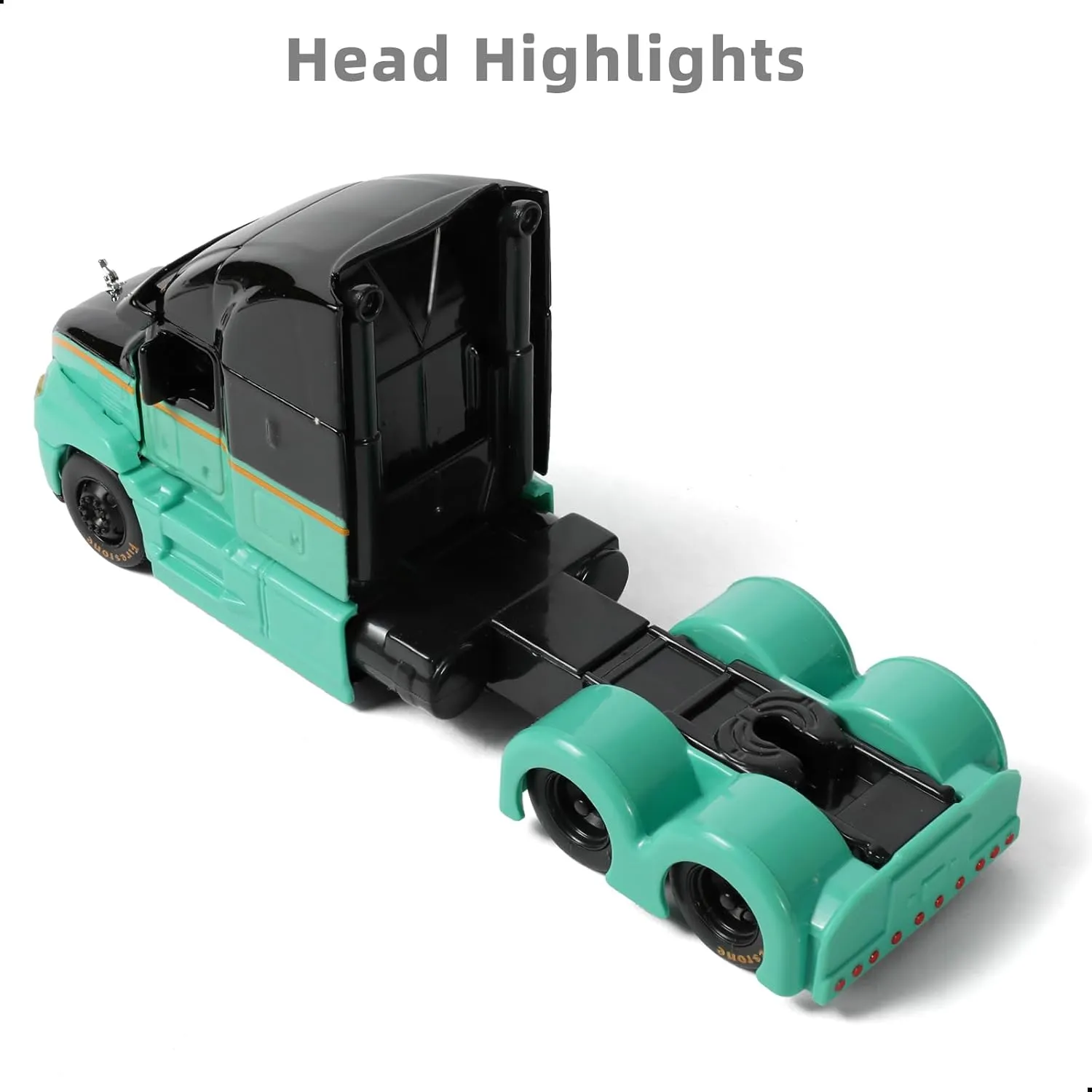 Semi Truck Toy, 1/64 Scale Alloy Metal Diecast Heavy Semi Truck Trailer Head Toy Model, Mack Anthem Diecast Tow Traktor Toy Gift for Boy Adult Model Car Collector -Green and Black