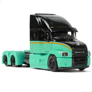 Semi Truck Toy, 1/64 Scale Alloy Metal Diecast Heavy Semi Truck Trailer Head Toy Model, Mack Anthem Diecast Tow Traktor Toy Gift for Boy Adult Model Car Collector -Green and Black