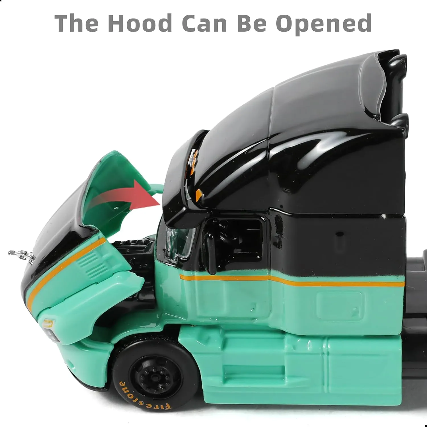 Semi Truck Toy, 1/64 Scale Alloy Metal Diecast Heavy Semi Truck Trailer Head Toy Model, Mack Anthem Diecast Tow Traktor Toy Gift for Boy Adult Model Car Collector -Green and Black