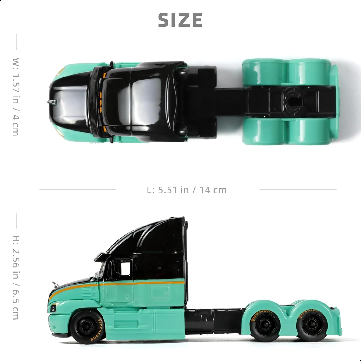 Semi Truck Toy, 1/64 Scale Alloy Metal Diecast Heavy Semi Truck Trailer Head Toy Model, Mack Anthem Diecast Tow Traktor Toy Gift for Boy Adult Model Car Collector -Green and Black