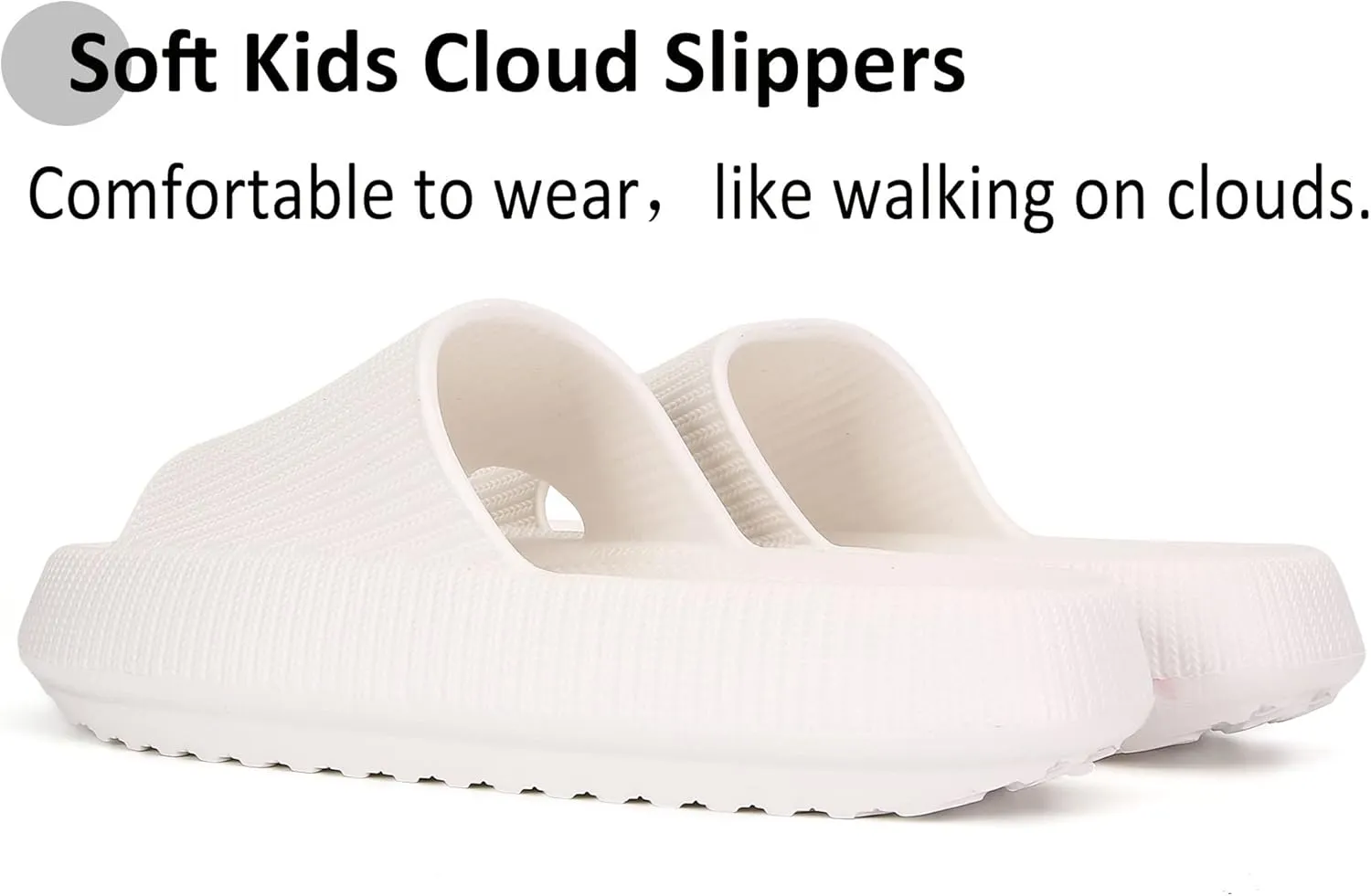 Sharllen Cloud Slides for Boys & Girls - Non-Slip House Slippers for Kids - Beach Slide Sandals in Black, White & Beige