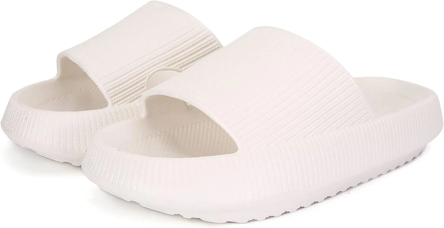 Sharllen Cloud Slides for Boys & Girls - Non-Slip House Slippers for Kids - Beach Slide Sandals in Black, White & Beige