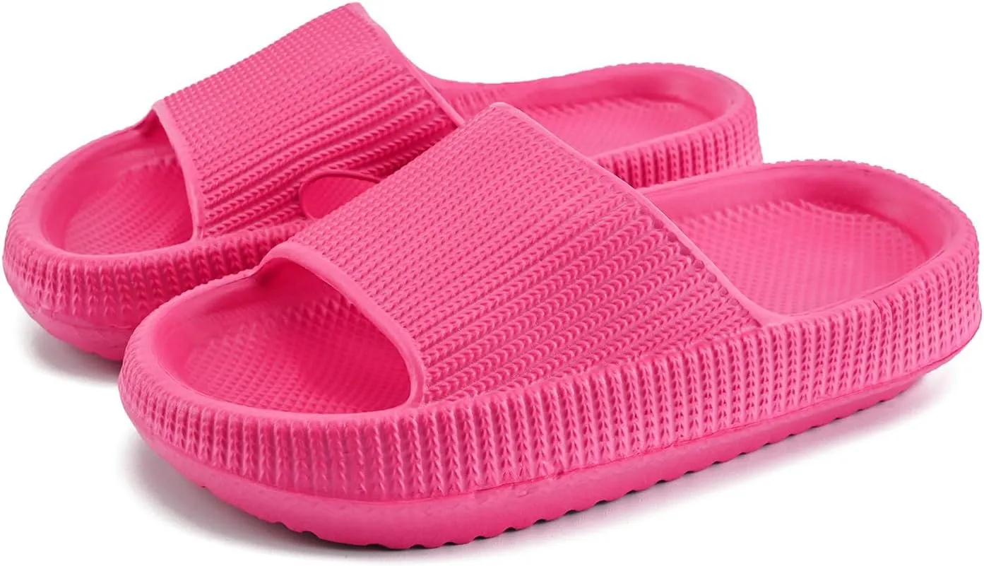 Sharllen Cloud Slides for Boys & Girls - Non-Slip House Slippers for Kids - Beach Slide Sandals in Black, White & Beige