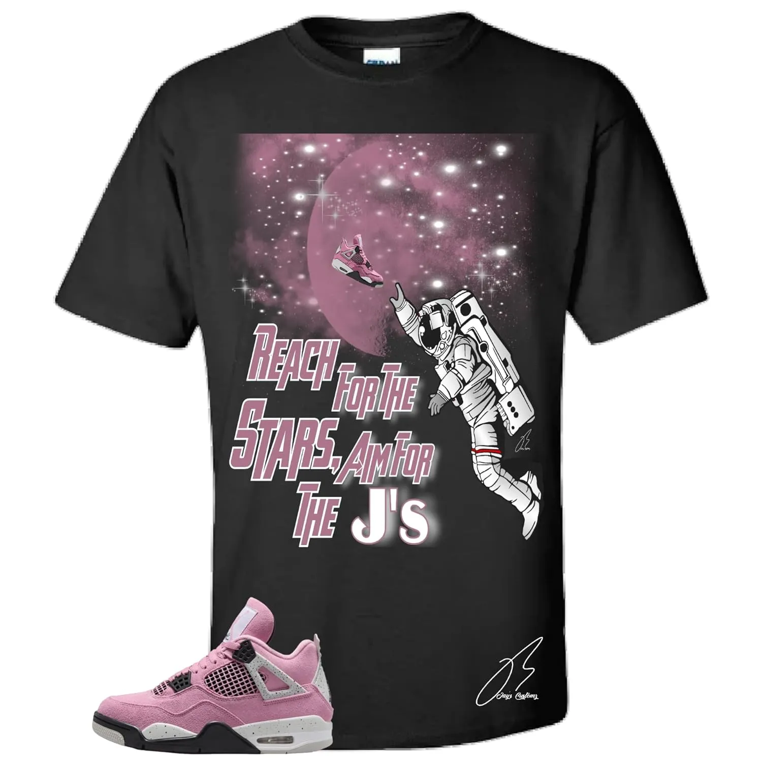 Shirt To Match AJ 4's Orchid Neutral/Pink, Stars Unisex Sneaker Graphic Tee,Best Gift,Birthday,Christmas (Black, Large)