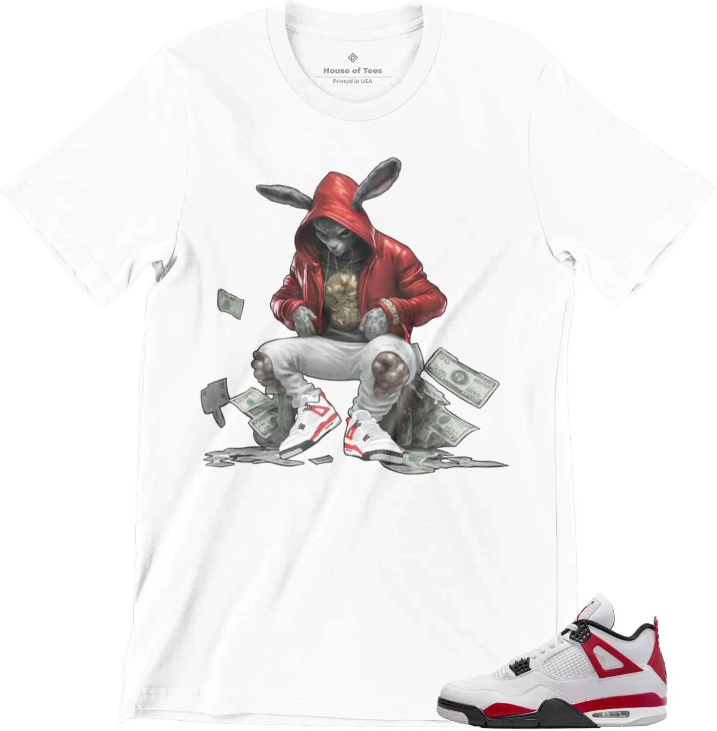 Shirt to Match Jordan 4 Red Cement Men's Graphic Urban Tee
