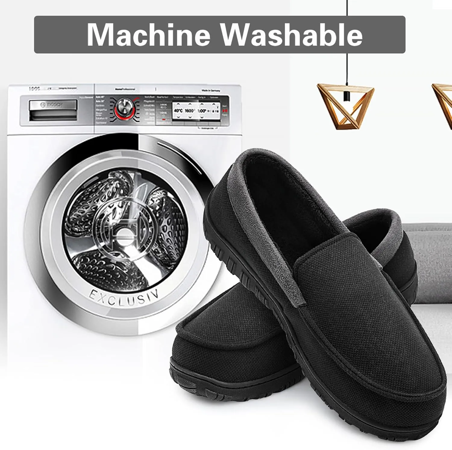 shoeslocker Mens Slippers Microsuede Moccasin Memory Foam House Shoes