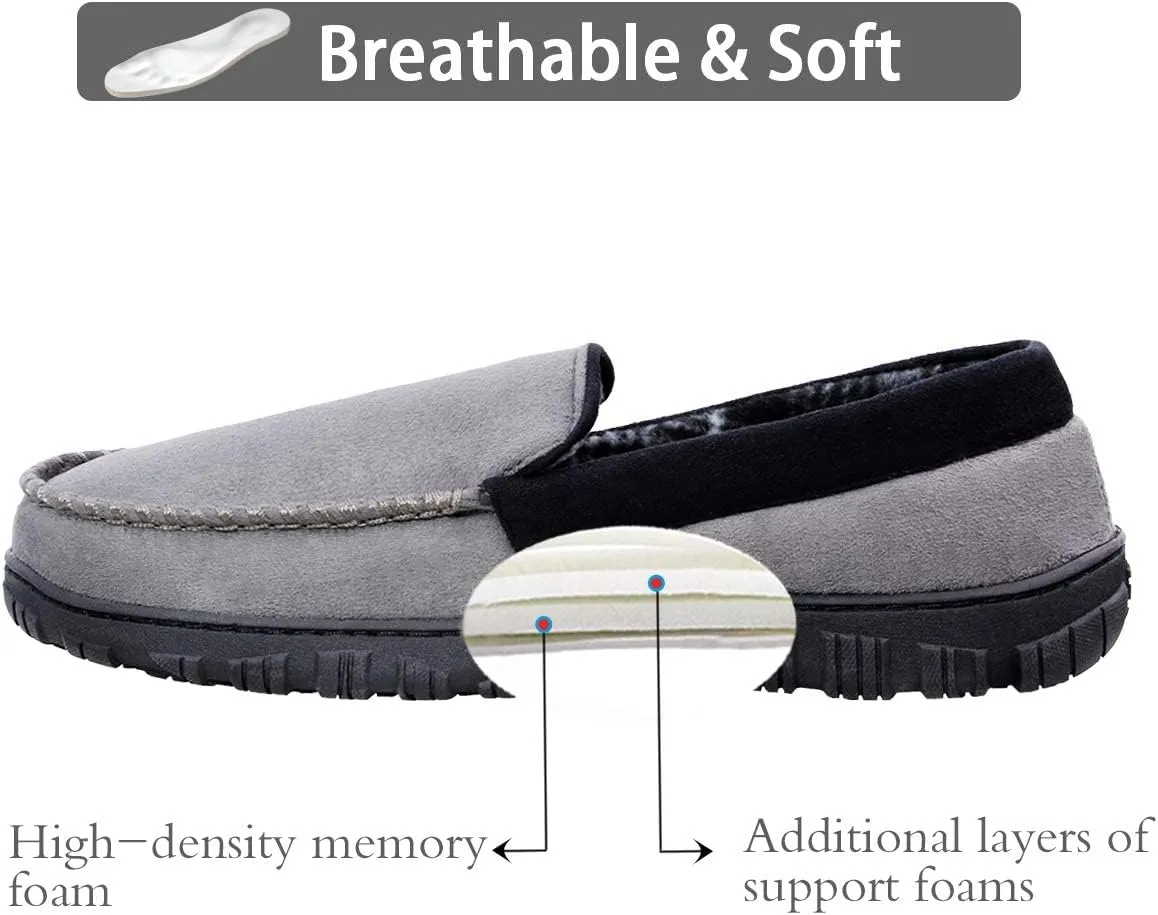 shoeslocker Mens Slippers Microsuede Moccasin Memory Foam House Shoes