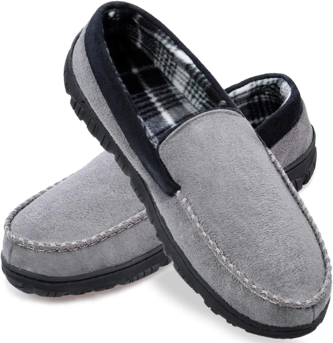 shoeslocker Mens Slippers Microsuede Moccasin Memory Foam House Shoes