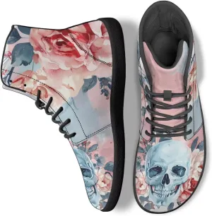 Skull High Top Basketball Barefoot Shoes for Men Women Casual Walking Work Shoes Running Sneakers