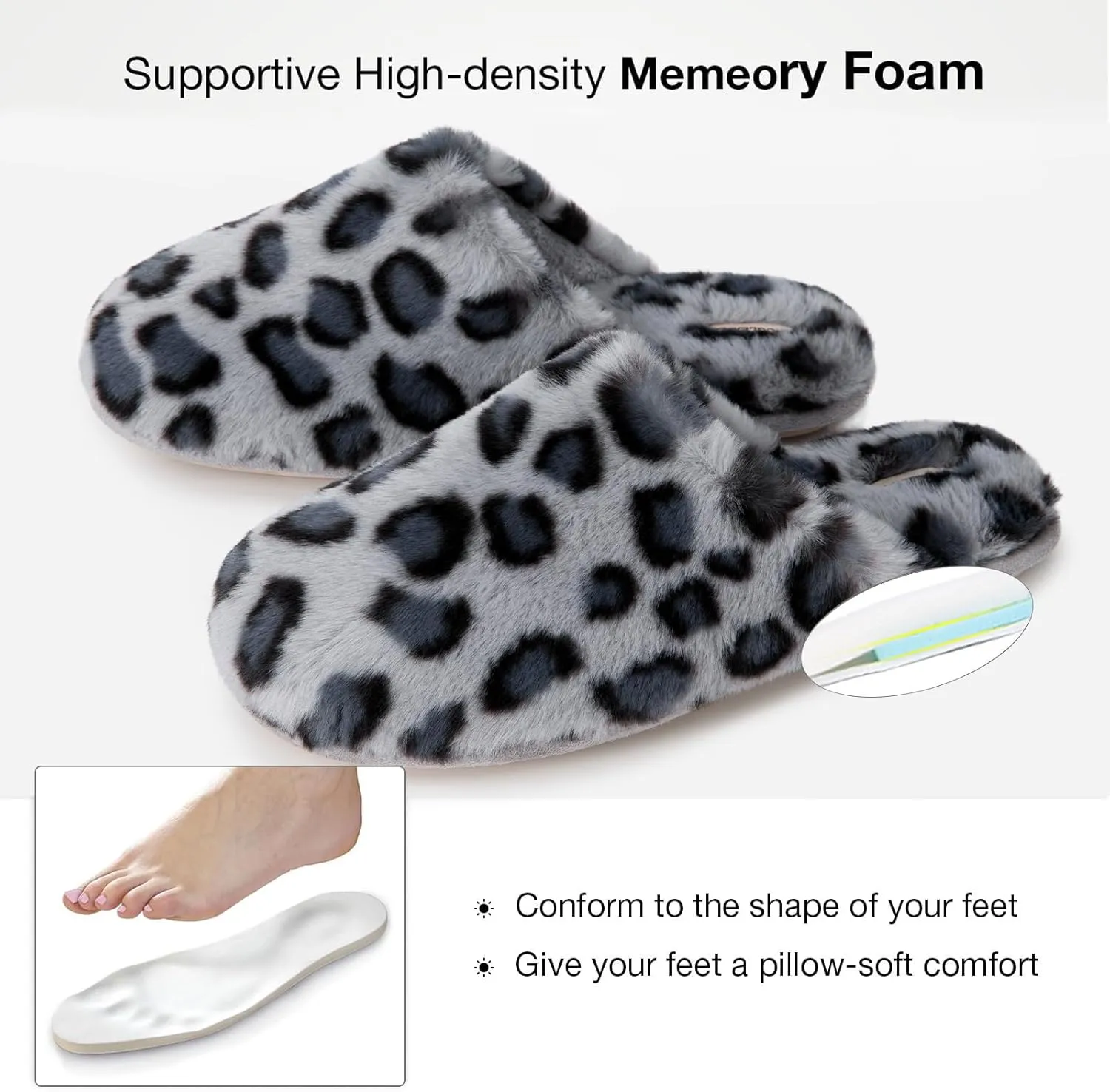 Snug Leaves Women's Fuzzy Scuff Slippers Soft Comfy Memory Foam Non-slip Indoor House Shoes
