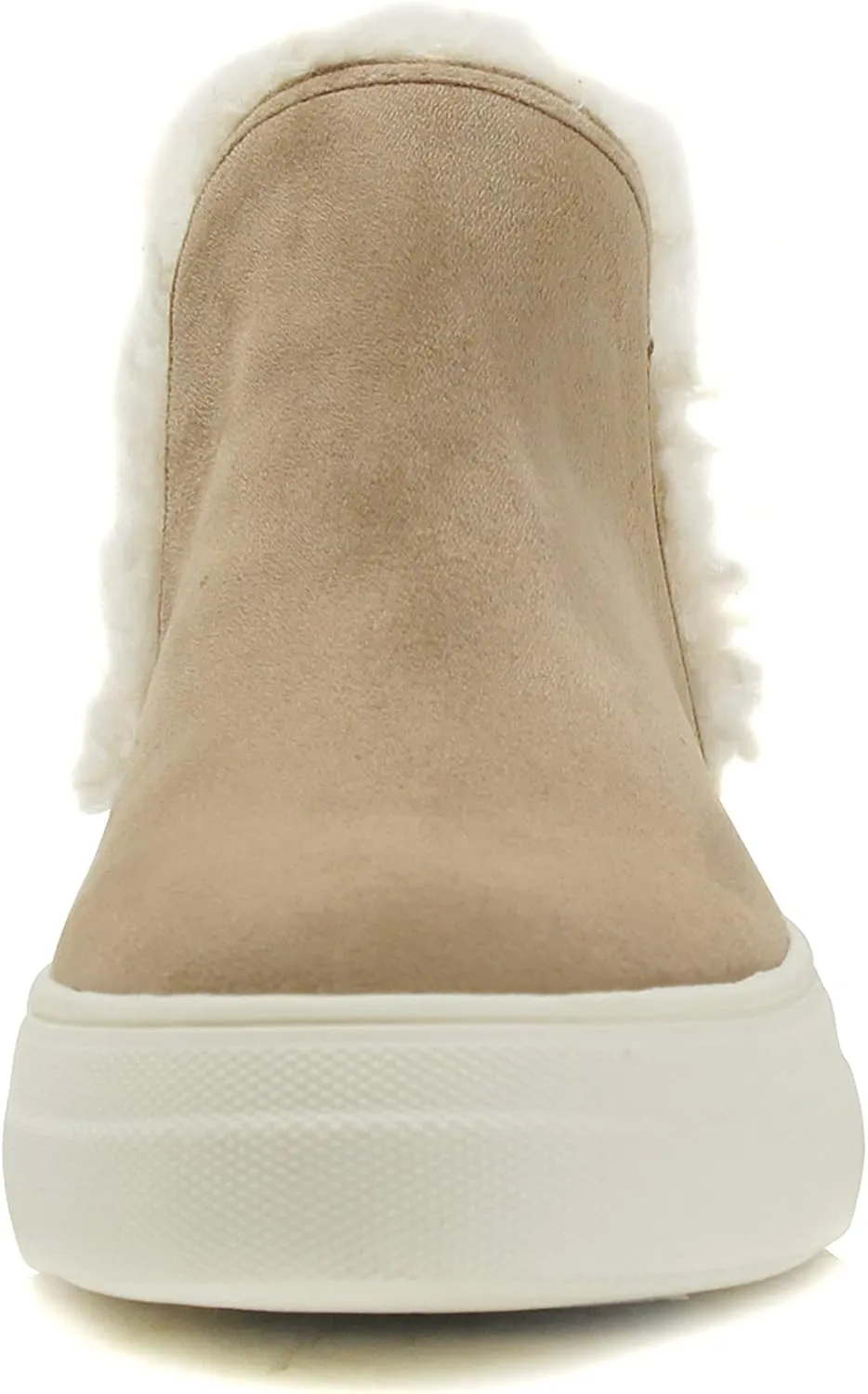Soda Figure Women’s Faux Fur Trim Fashion High Top Slip On Sneaker Bootie