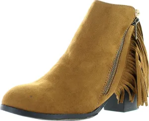 Soda Women's Noriko Faux Suede Fringe Moccasin Ankle Boot