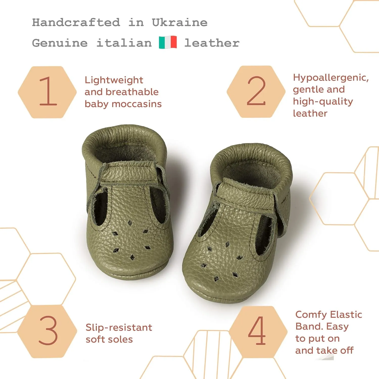 Soft Sole Infant, Baby and Toddler Shoes – Elastic T-Strap Italian Leather Baby Moccasin Shoes for Boys and Girls; Crib Shoes to Baby Walking Shoes Handcrafted in Europe