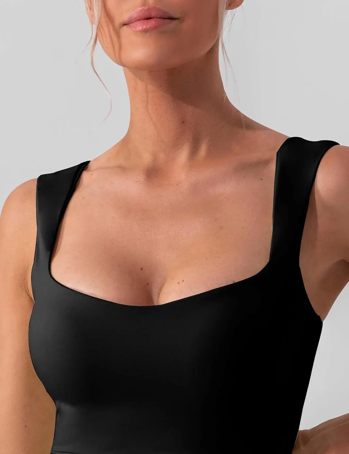 Square Neck Tennis Dresses for Women Golf Dress with Built-in Shorts Bra with Pockets for Athletic Sports Workout