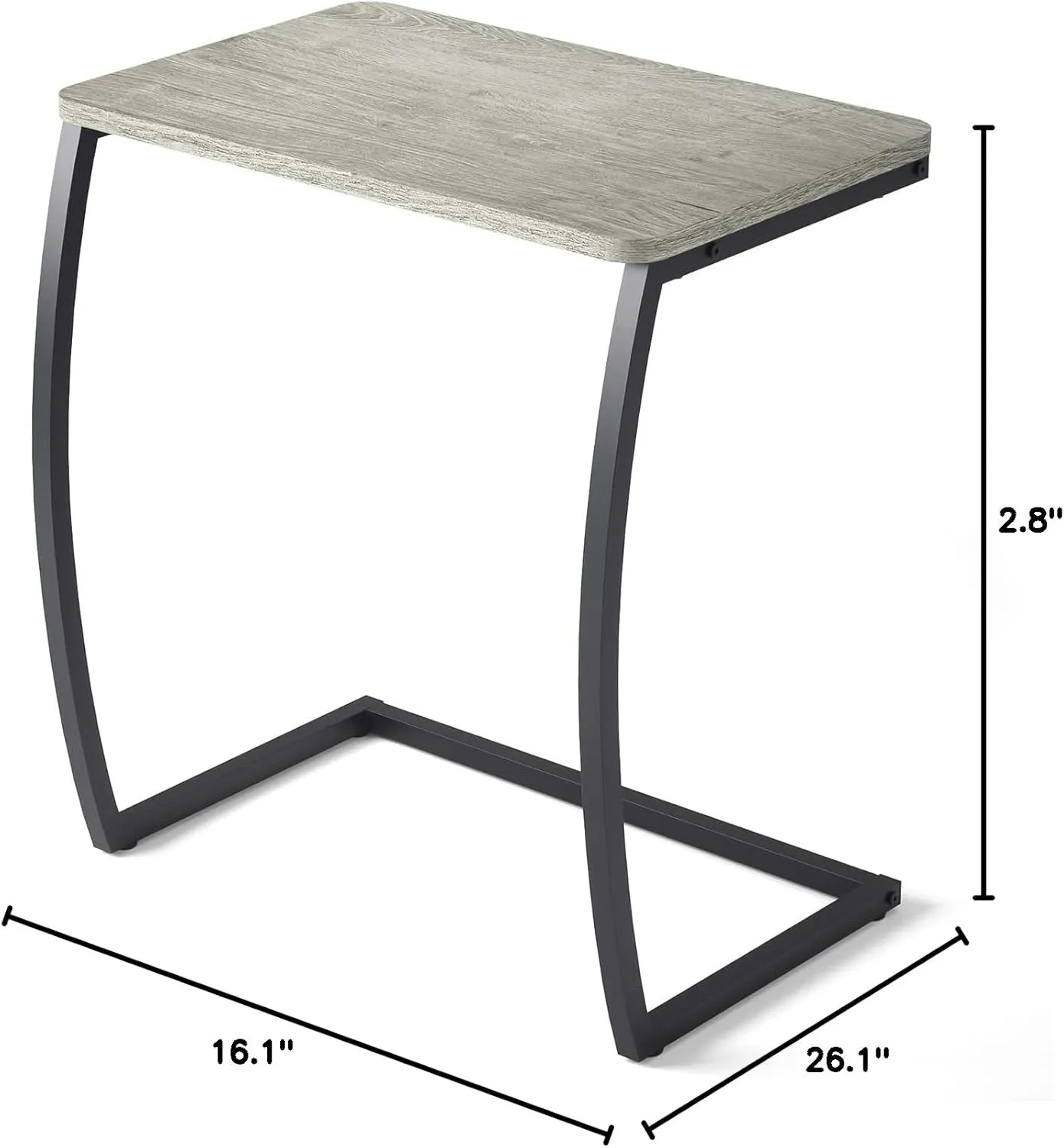 SRIWATANA Side Table, End Table, Vintage C-Shaped Couch Table for Sofa Laptop Coffee Snack, Light Grey