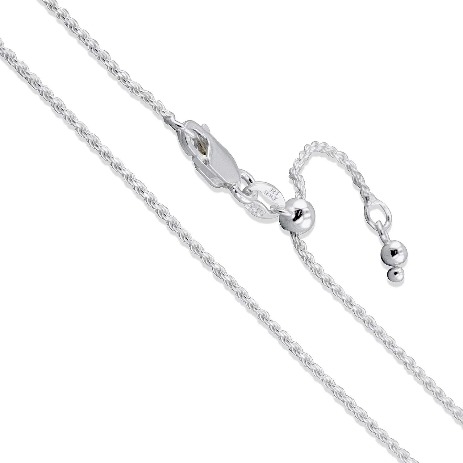 Sterling Silver Diamond-Cut Rope Chain 1.1mm 1.5mm 1.7mm 2mm 2.5mm Solid 925 Italy New Necklace