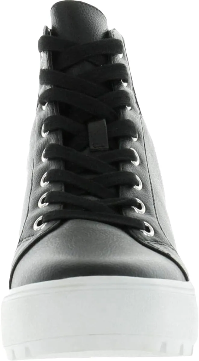 Steve Madden Felix Black Leather Lace Up Rounded Close Toe Fashion Sneaker