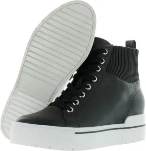 Steve Madden Felix Black Leather Lace Up Rounded Close Toe Fashion Sneaker