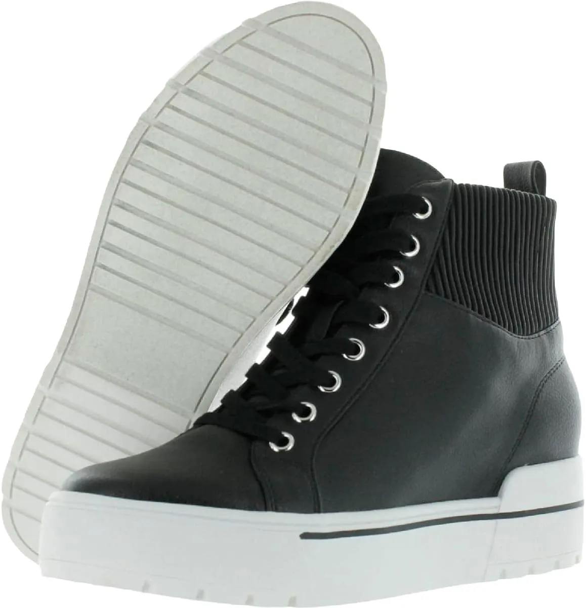 Steve Madden Felix Black Leather Lace Up Rounded Close Toe Fashion Sneaker