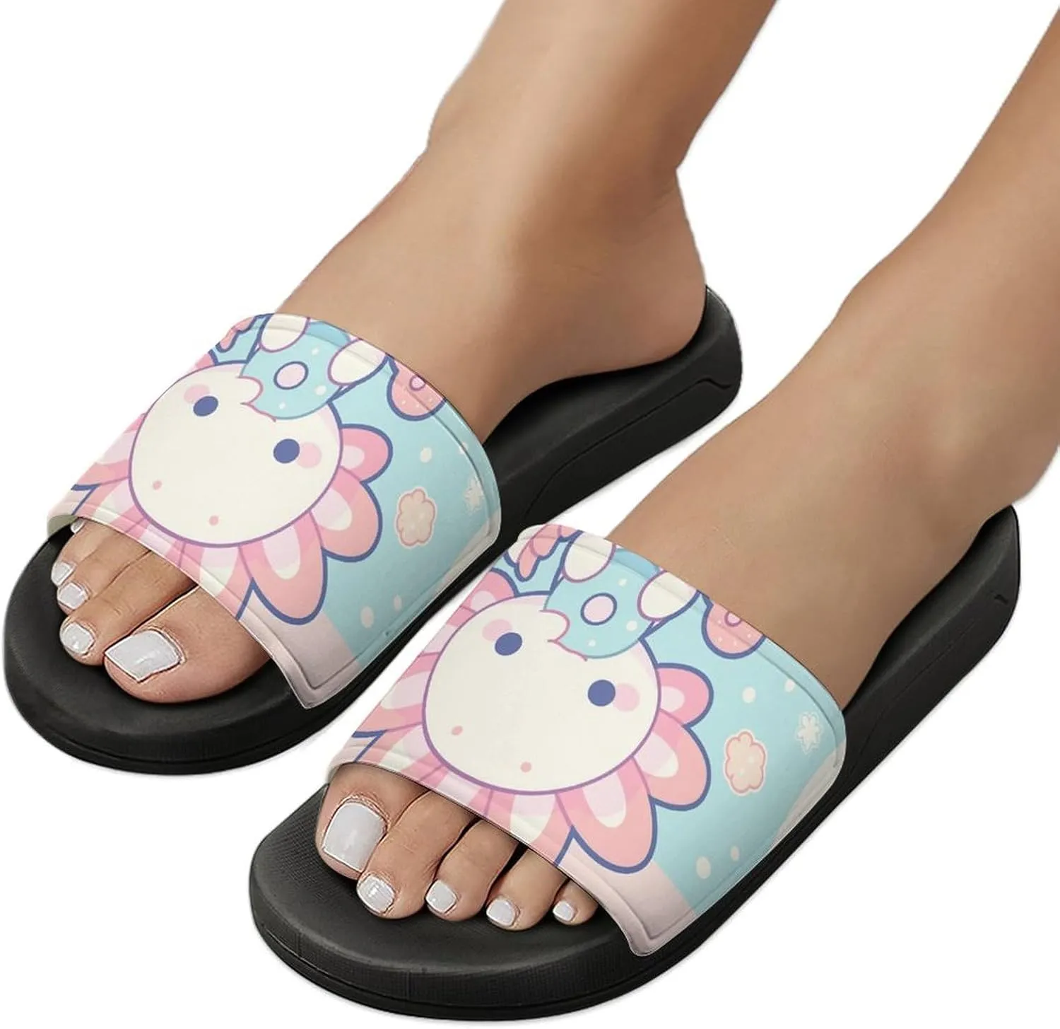 Summer Slippers Women Men Indoor Outdoor Soft Wear-Resistant House Shower Shoes with A Non-slip Thick Sole