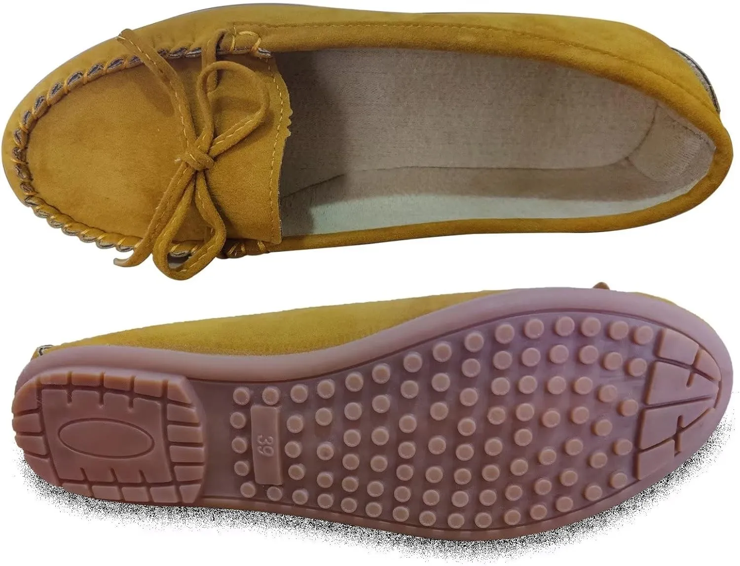 Sunporx Moccasin Shoes for Women Casual Bowknot Penny Loafers Womens Moccasin Slippers Driving Moccasins Shoes Suede Slip on Flat Shoes
