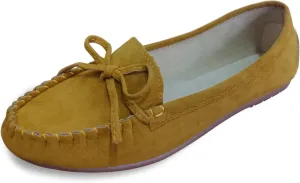 Sunporx Moccasin Shoes for Women Casual Bowknot Penny Loafers Womens Moccasin Slippers Driving Moccasins Shoes Suede Slip on Flat Shoes